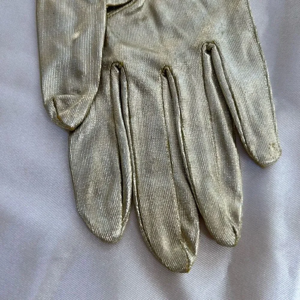 Vintage gold evening gloves XS